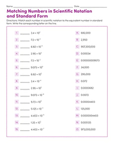 Matching Numbers in Scientific Notation and Standard Form