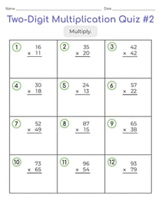 Two-Digit Multiplication Quiz #2