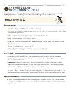Novel Study: The Outsiders: Discussion Guide #2
