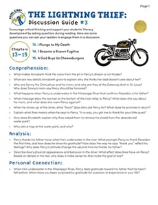 Novel Study: The Lightning Thief: Discussion Guide #3