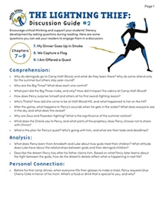Novel Study: The Lightning Thief: Discussion Guide #2
