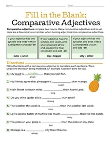 Fill in the Blank: Comparative Adjectives