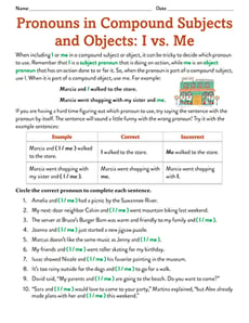 Pronouns in Compound Subjects and Objects: I vs. Me