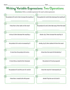 Writing Variable Expressions: Two Operations