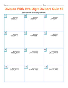 Division With Two-Digit Divisors Quiz #3