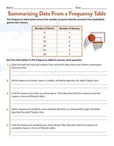 Summarizing Data From a Frequency Table