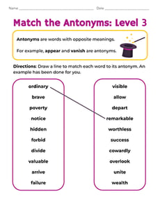 Match the Antonyms: Level 3