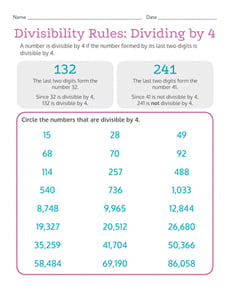 Divisibility Rules: Dividing by 4