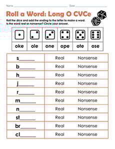 Roll a Word: Long O CVCe