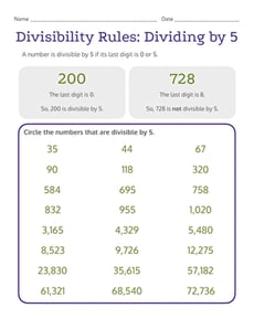 Divisibility Rules: Dividing by 5