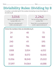 Divisibility Rules: Dividing by 8