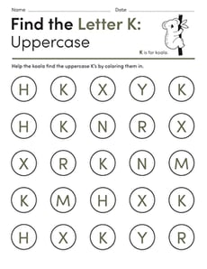 Find the Letter K: Uppercase