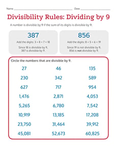 Divisibility Rules: Dividing by 9