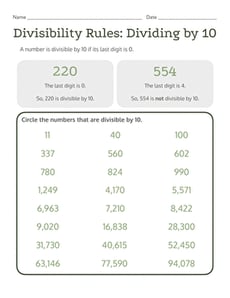 Divisibility Rules: Dividing by 10