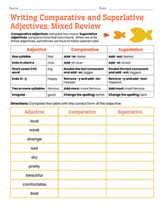 Writing Comparative and Superlative Adjectives: Mixed Review