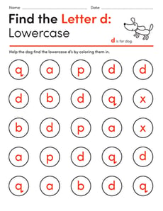 Find the Letter d: Lowercase