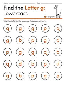 Find the Letter g: Lowercase