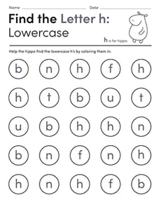 Find the Letter h: Lowercase