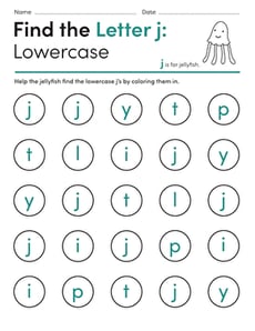 Find the Letter j: Lowercase