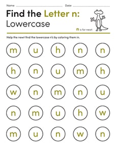 Find the Letter n: Lowercase