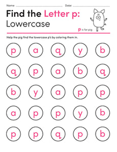 Find the Letter p: Lowercase
