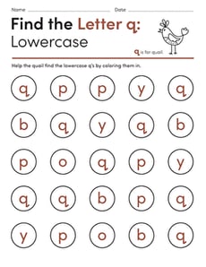 Find the Letter q: Lowercase