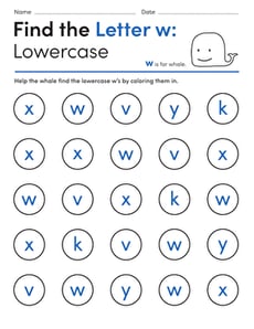 Find the Letter w: Lowercase