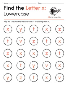 Find the Letter x: Lowercase
