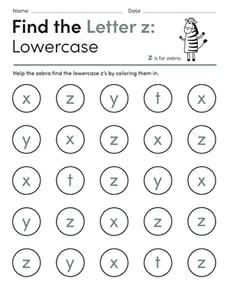 Find the Letter z: Lowercase