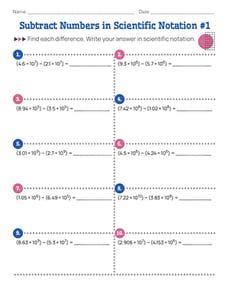 Subtract Numbers in Scientific Notation #1