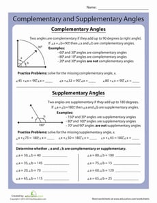 Complementary and Supplementary Angles