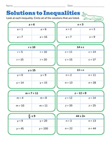 Solutions to Inequalities