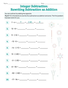 Integer Subtraction: Rewriting Subtraction as Addition