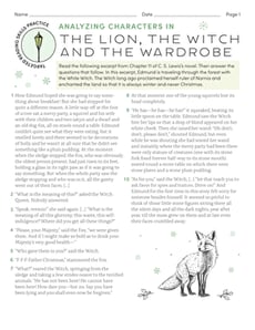 Targeted Reading Skills Practice: Analyzing Characters in The Lion, the Witch and the Wardrobe