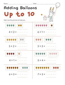Adding Balloons Up to 10