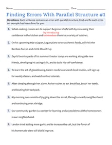 Finding Errors With Parallel Structure #1