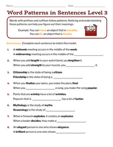 Word Patterns in Sentences Level 3