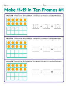 Make 11–19 in Ten Frames #1
