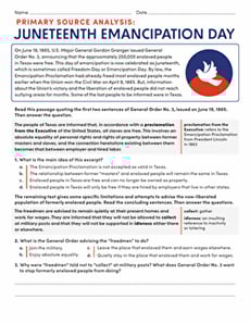 Primary Source Analysis: The Juneteenth Emancipation