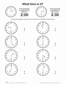 Telling Time: On the Hour or Half Hour?