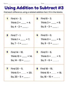 Using Addition to Subtract #3