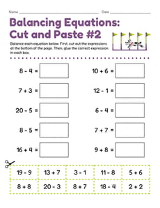 Balancing Equations: Cut and Paste #2