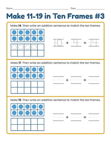 Make 11–19 in Ten Frames #3