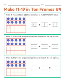 Make 11–19 in Ten Frames #4