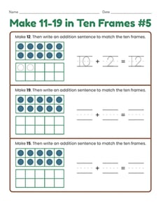 Make 11–19 in Ten Frames #5