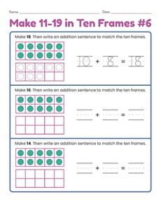 Make 11–19 in Ten Frames #6