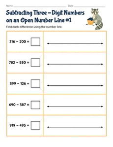 Subtracting Three-Digit Numbers on an Open Number Line #1