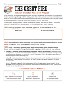 Book Study: The Great Fire: Natural Disaster Research Project
