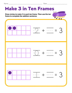 Make 3 in Ten Frames