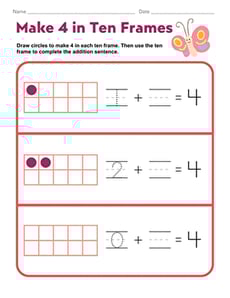 Make 4 in Ten Frames